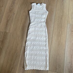 Olive and Oak Elegant Cream Sleeveless Knit Dress, xs